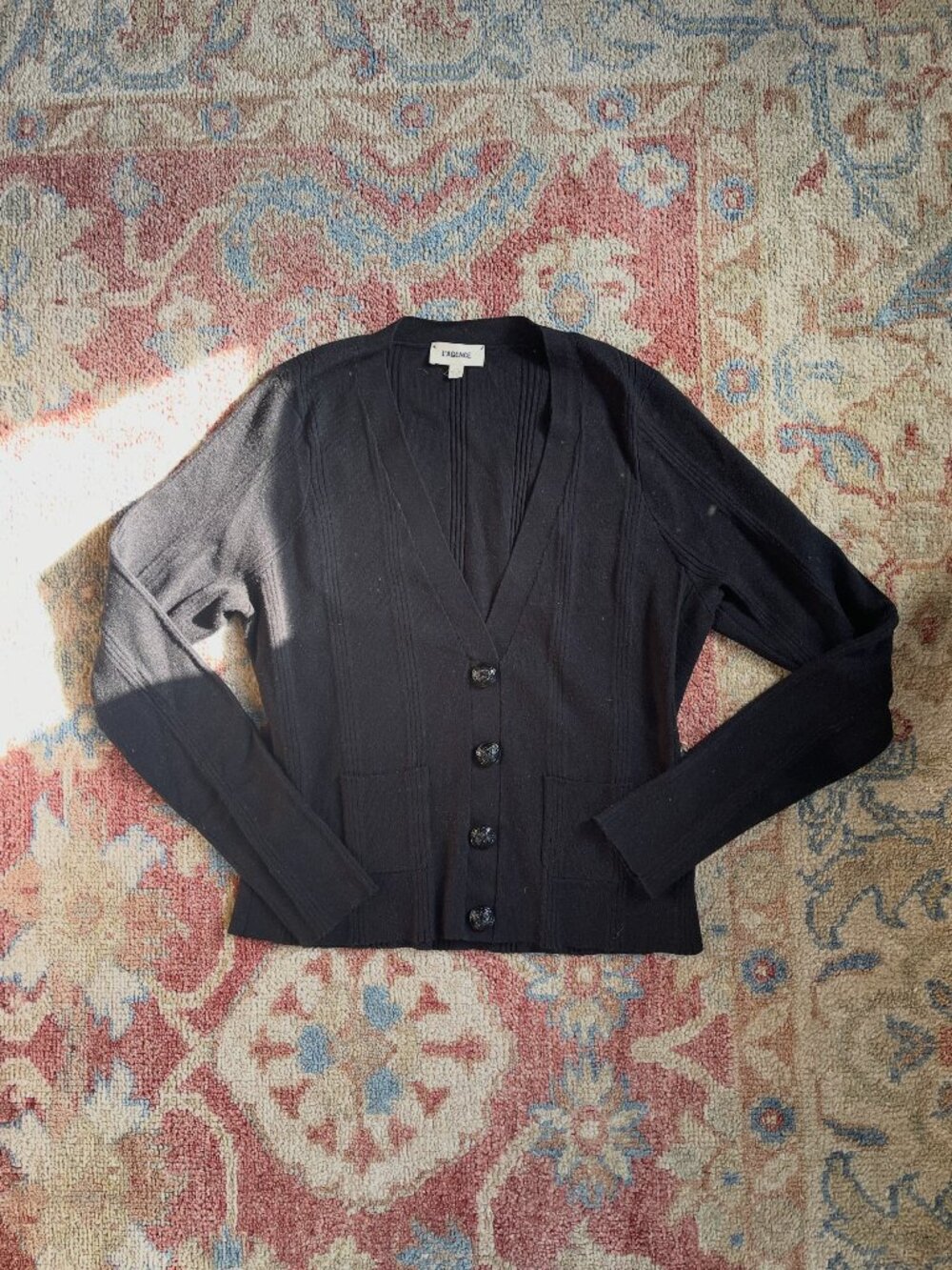 L’Agence Black V-Neck Sweater — Size L